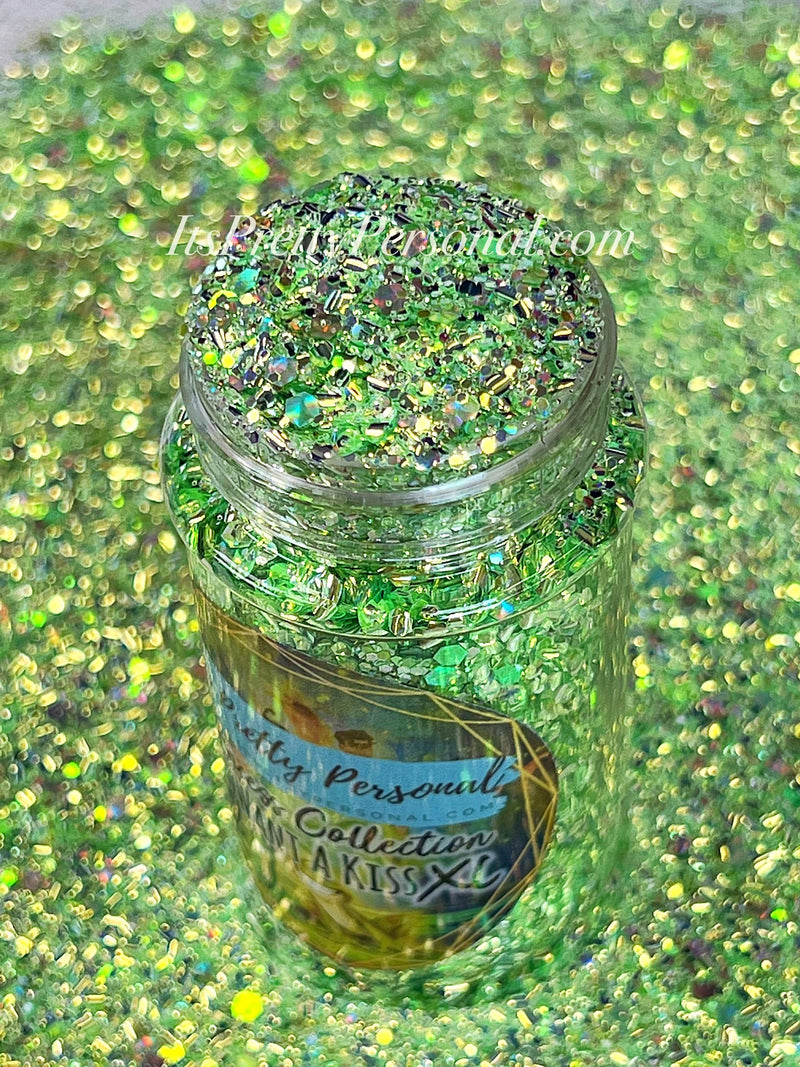 "You Want A Kiss? XL"- Princess Glitter Collection Green