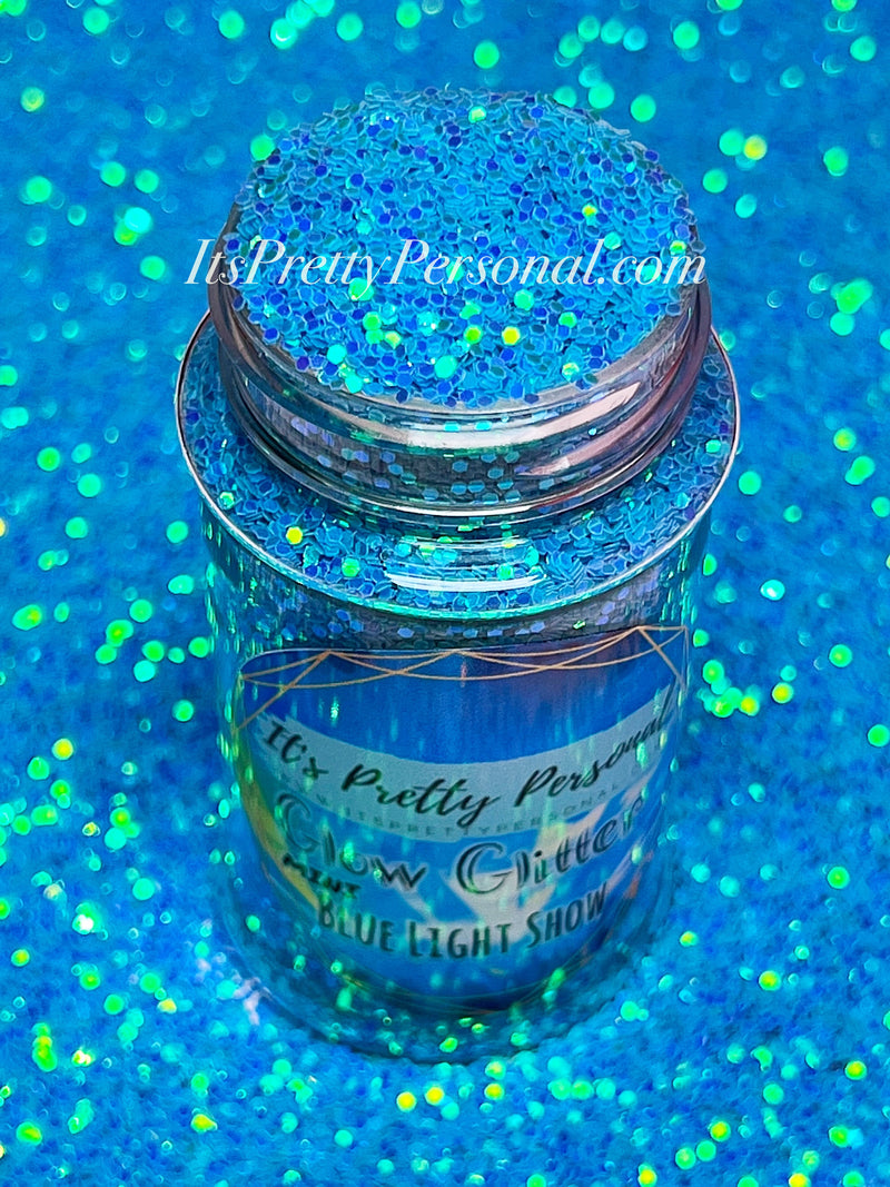 “MINI BLUE Light Show”-GLOW Glitter-Mini Cut (Medium Cut)