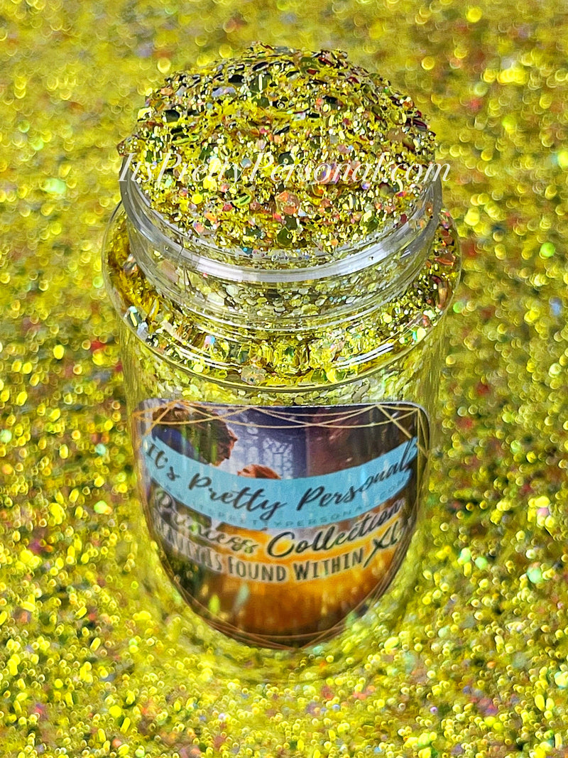 "Beauty Is Found Within XL"- Princess Glitter Collection Yellow