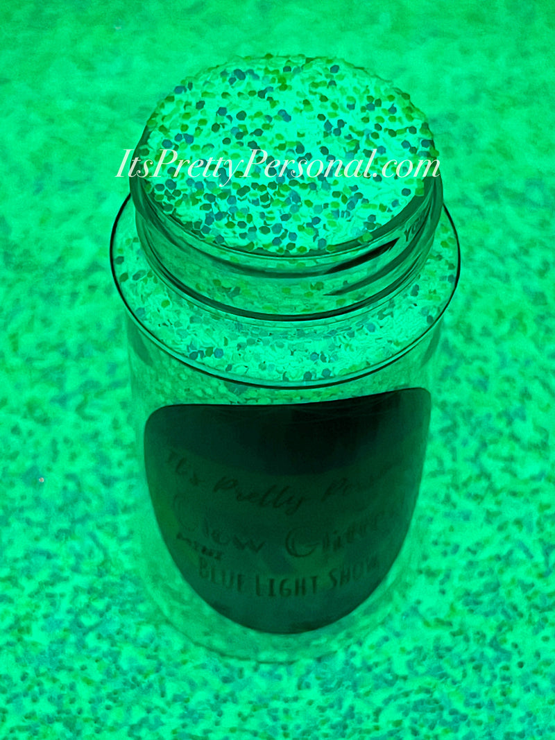 “MINI BLUE Light Show”-GLOW Glitter-Mini Cut (Medium Cut)