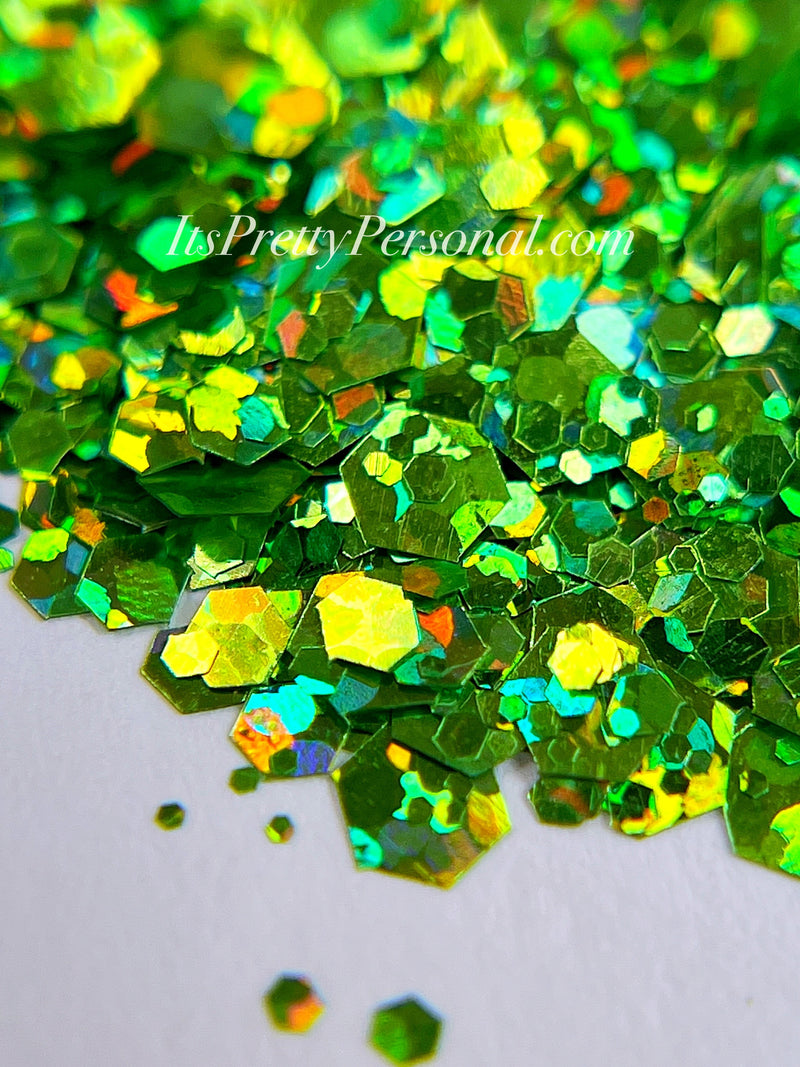 "Party Green Queen XL" -PARTY HOLOGRAPHIC- Green Holographic Glitter