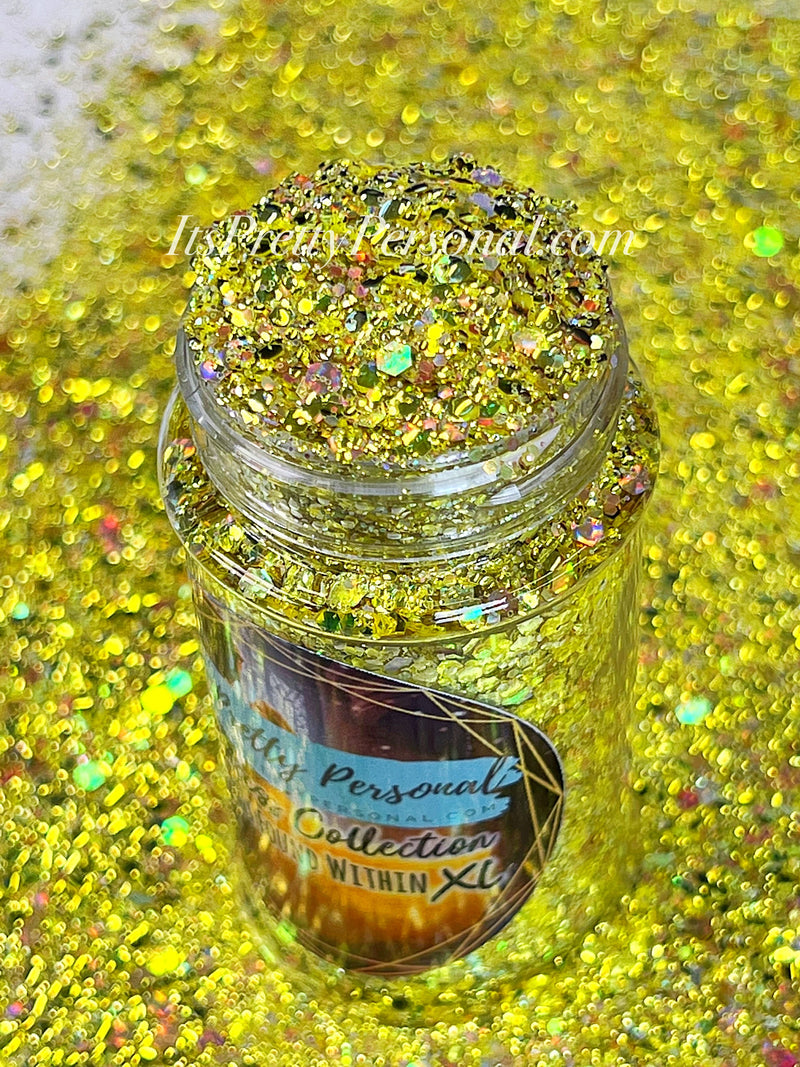 "Beauty Is Found Within XL"- Princess Glitter Collection Yellow