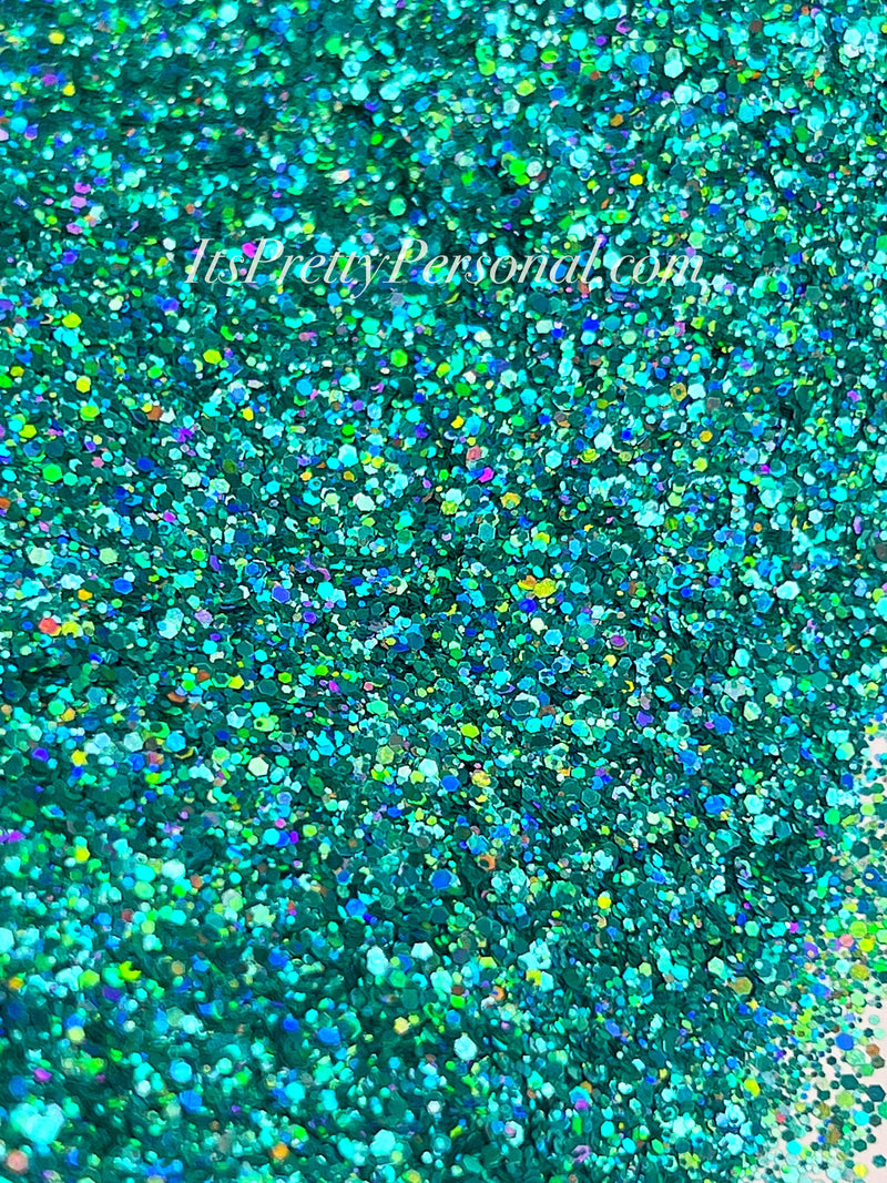 SCHMedium Cut- "Under The Sea" - Teal Blue Holographic Glitter