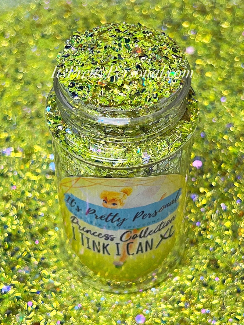"I Tink I Can XL"- Princess Glitter Collection Light Green