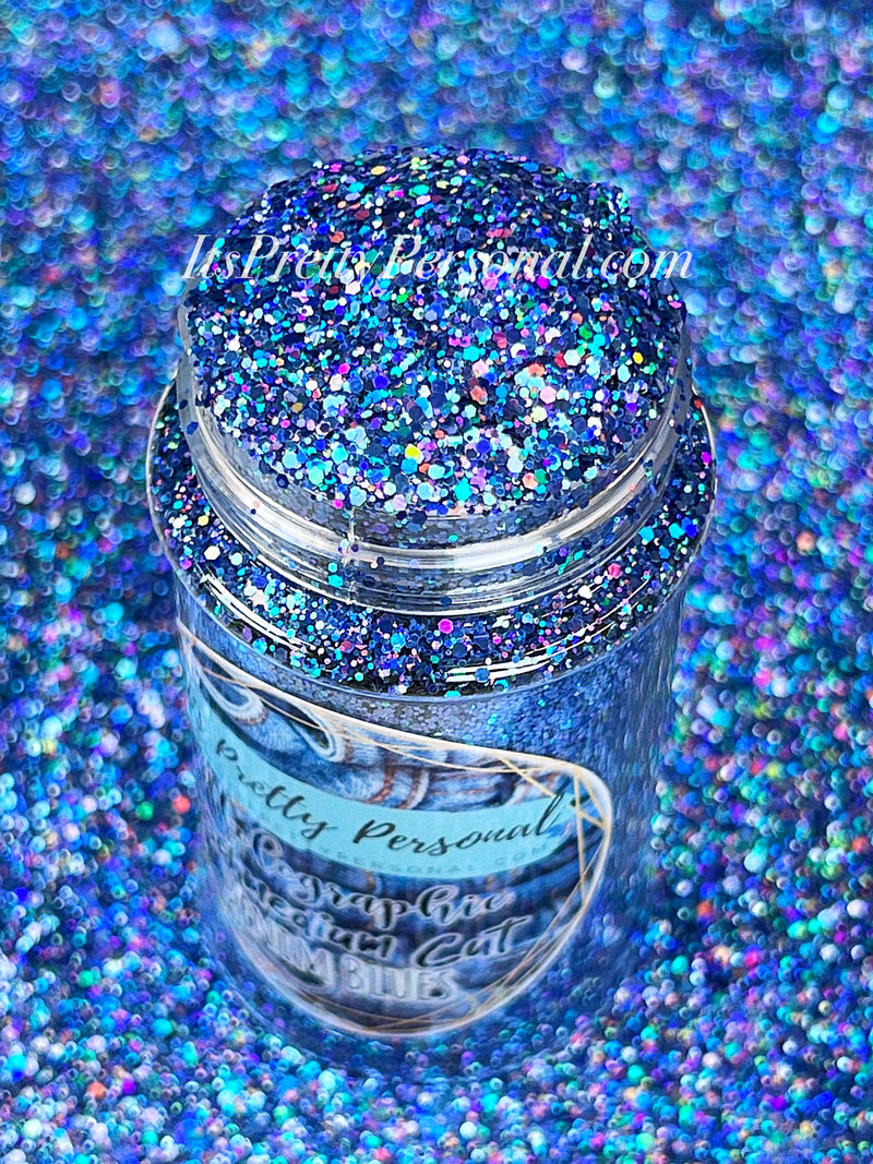 SCHMedium Cut- "Denim Blues" - Blue Holographic Glitter