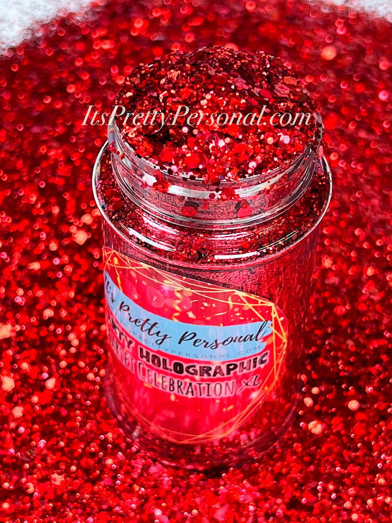 "Scarlet Celebration XL" -PARTY HOLOGRAPHIC- Red Holographic Glitter